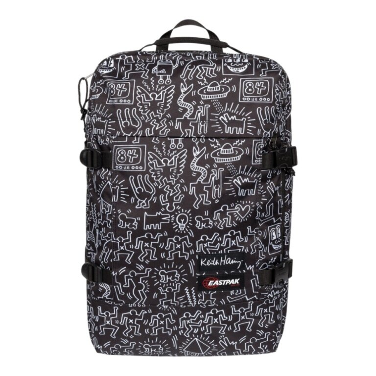 Eastpak Travel-Rucksack Travelpack Keith Haring (42 Liter, mit Laptopfach) schwarz/weiss
