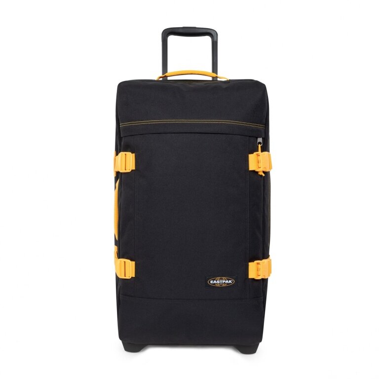 Eastpak Travel-Reisetasche Tranverz M Kontrast Mango (78 Liter) mit Rollen schwarz/gelb