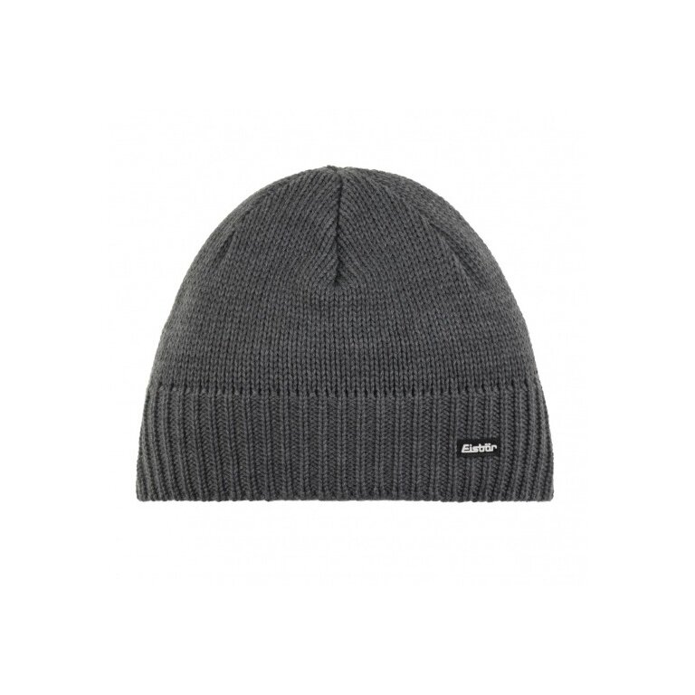 Eisbär Wintermütze (Beanie) Trop Strickmuster Merinowolle anthrazitgrau Herren