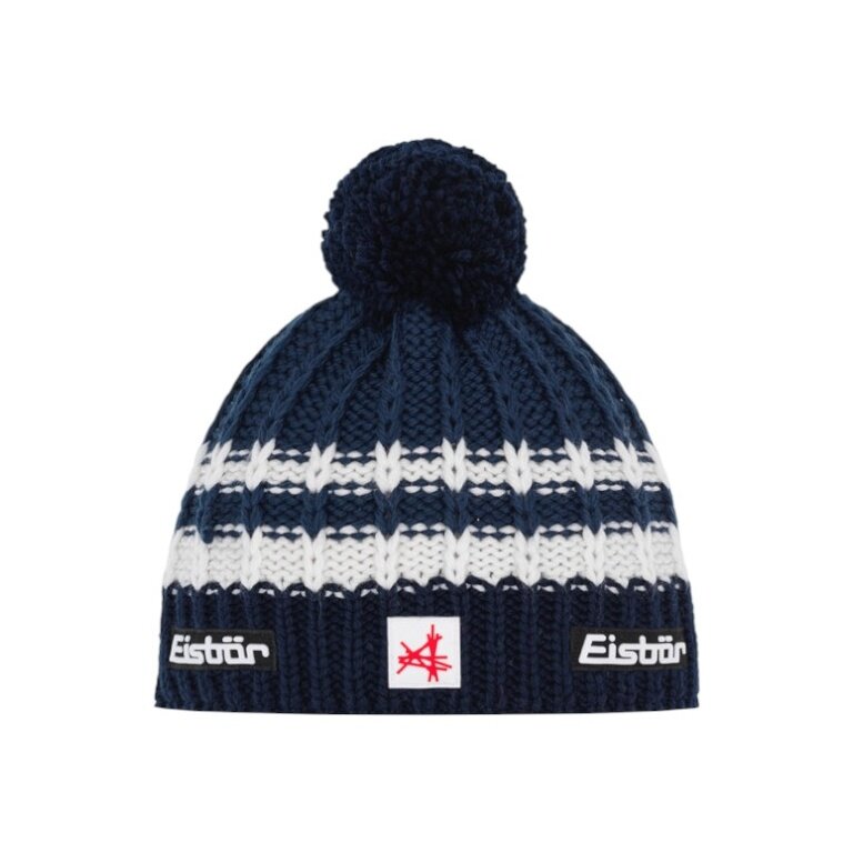 Eisbär Mütze (Pompon) Kova SA - Merinomix - nachtblau/weiss - 1 Stück