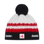 Eisbär Mütze (Pompon) Kova SA - Merinomix - weiss/schwarz/rot - 1 Stück