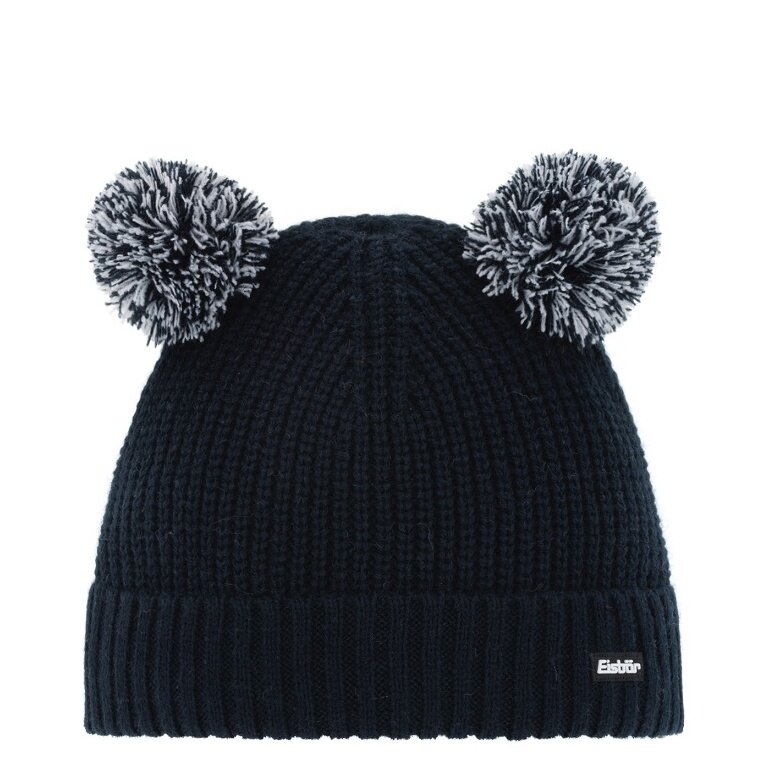 Eisbär Wintermütze (Pompon) Ponti - mit Wollpompon als Ohren - dunkelblau - Kinder