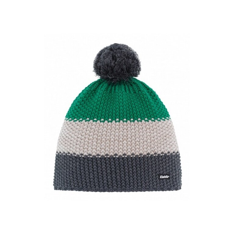 Eisbär Wintermütze (Bommel) Star Pompon RL grün/cremeweiss/grau