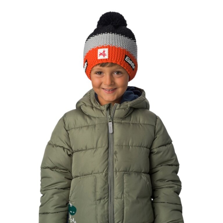 Eisbär Wintermütze (Pompon) Star SA Kinder - orange/schwarz/grau - 1 Stück