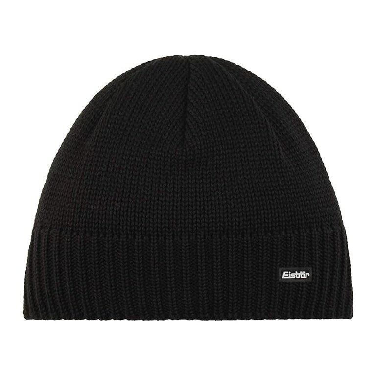 Eisbär Wintermütze (Beanie) Trop Strickmuster Merinowolle schwarz Herren