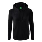 Erima Kapuzenpullover Essential Team (weiche Baumwolle, Rippbündchen) schwarz/grau Damen