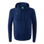 Erima Kapuzenpullover Essential Team Kapuzensweat (weiche Baumwolle, Rippbündchen) navyblau/grau Jungen