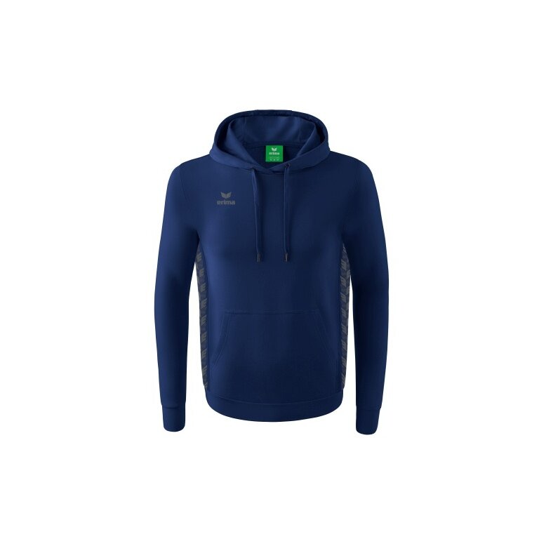 Erima Kapuzenpullover Essential Team Kapuzensweat (weiche Baumwolle, Rippbündchen) navyblau/grau Jungen