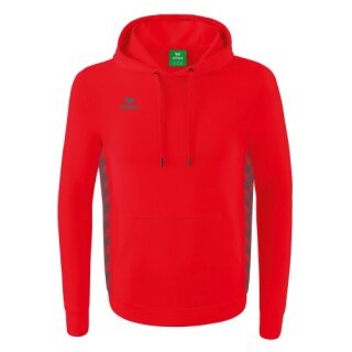Erima Kapuzenpullover Essential Team Kapuzensweat (weiche Baumwolle, Rippbündchen) rot/grau Jungen
