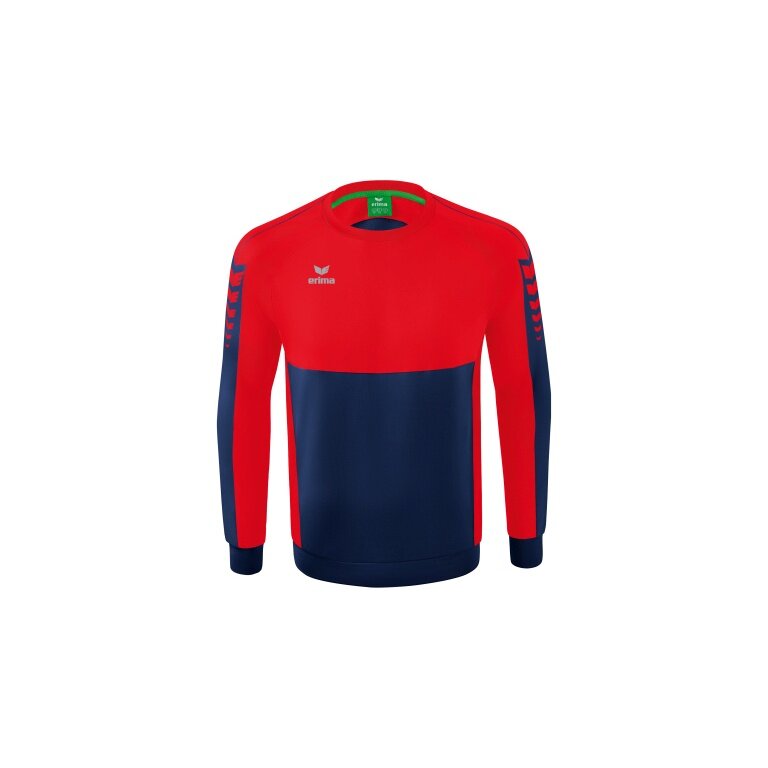 Erima Sport-Langarmshirt Six Wings Sweatshirt (Baumwollmix, funktionell) navyblau/rot Herren