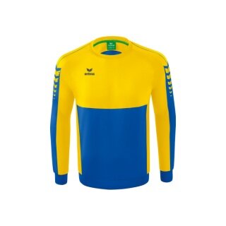 Erima Sport-Langarmshirt Six Wings Sweatshirt (Baumwollmix, funktionell) navyblau/gelb Jungen