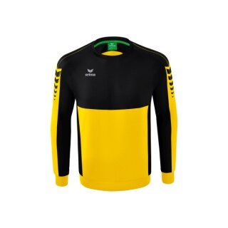 Erima Sport-Langarmshirt Six Wings Sweatshirt (Baumwollmix, funktionell) gelb/schwarz Jungen