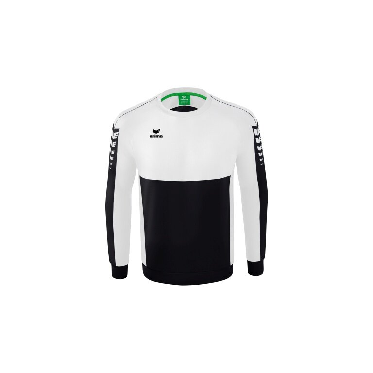 Erima Sport-Langarmshirt Six Wings Sweatshirt (Baumwollmix, funktionell) schwarz/weiss Herren