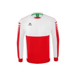 Erima Sport-Langarmshirt Six Wings Sweatshirt (Baumwollmix, funktionell) rot/weiss Jungen