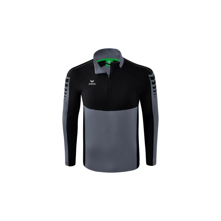 Erima Sport-Langarmshirt Six Wings Trainingstop (100% Polyester, Stehkragen, 1/2 Zip) grau/schwarz Jungen