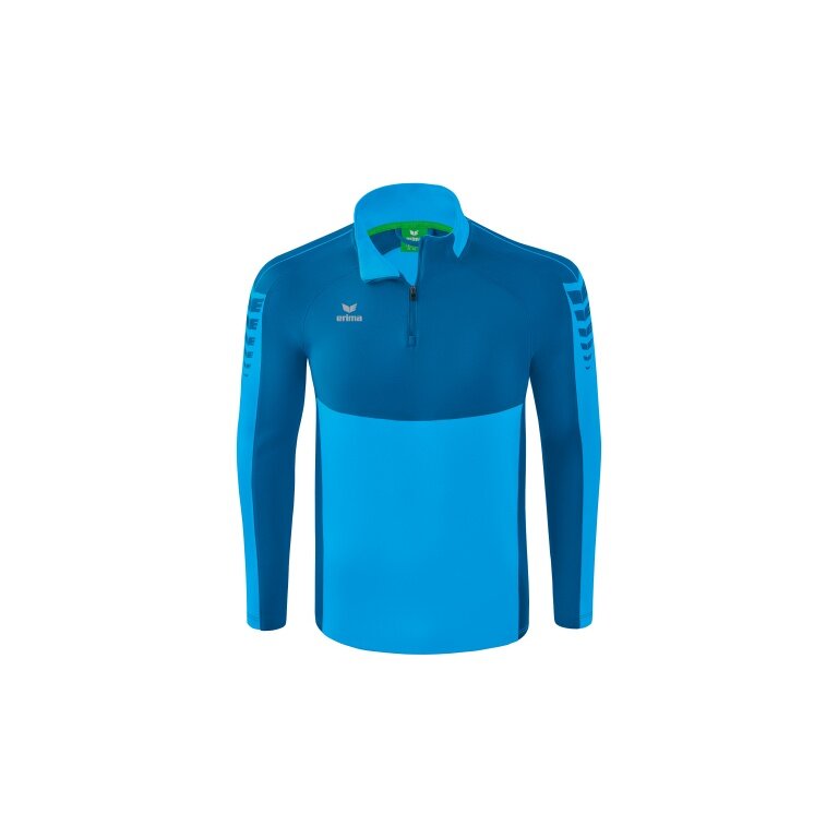 Erima Sport-Langarmshirt Six Wings Trainingstop (100% Polyester, Stehkragen, 1/2 Zip) curacaoblau Jungen