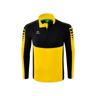 Erima Sport-Langarmshirt Six Wings Trainingstop (100% Polyester, Stehkragen, 1/2 Zip) gelb/schwarz Jungen