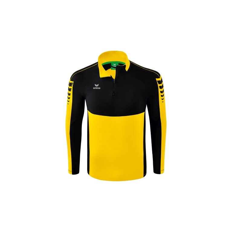 Erima Sport-Langarmshirt Six Wings Trainingstop (100% Polyester, Stehkragen, 1/2 Zip) gelb/schwarz Jungen