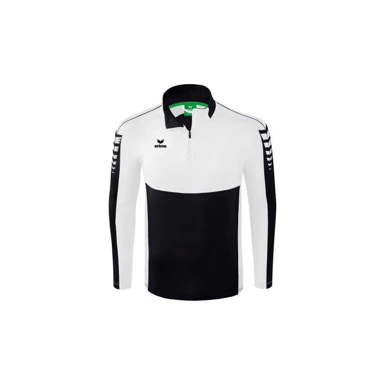 Erima Sport-Langarmshirt Six Wings Trainingstop (100% Polyester, Stehkragen, 1/2 Zip) schwarz/weiss Jungen