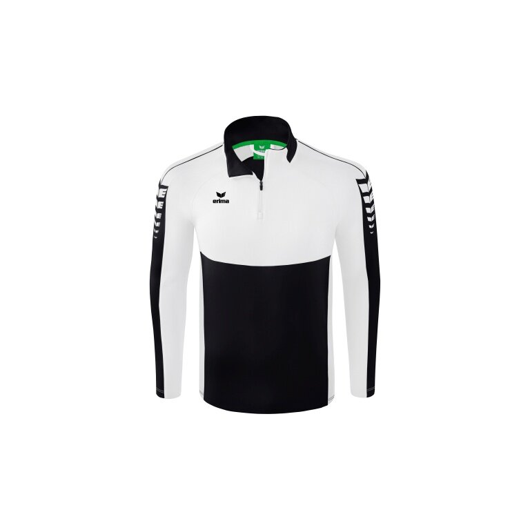 Erima Sport-Langarmshirt Six Wings Trainingstop (100% Polyester, Stehkragen, 1/2 Zip) schwarz/weiss Herren