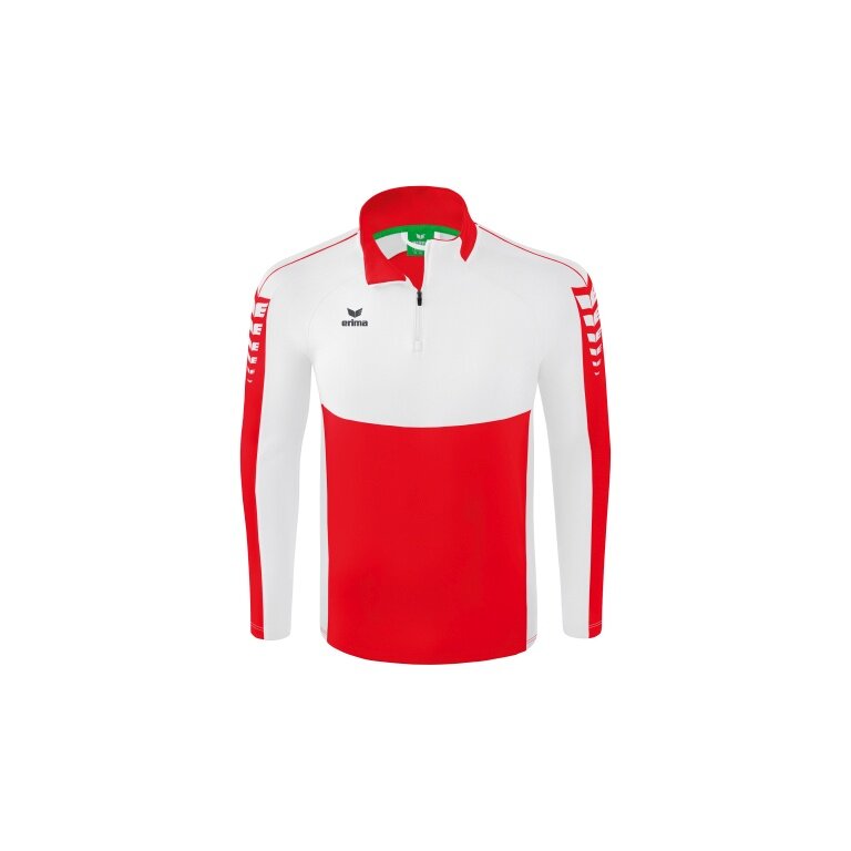 Erima Sport-Langarmshirt Six Wings Trainingstop (100% Polyester, Stehkragen, 1/2 Zip) rot/weiss Jungen