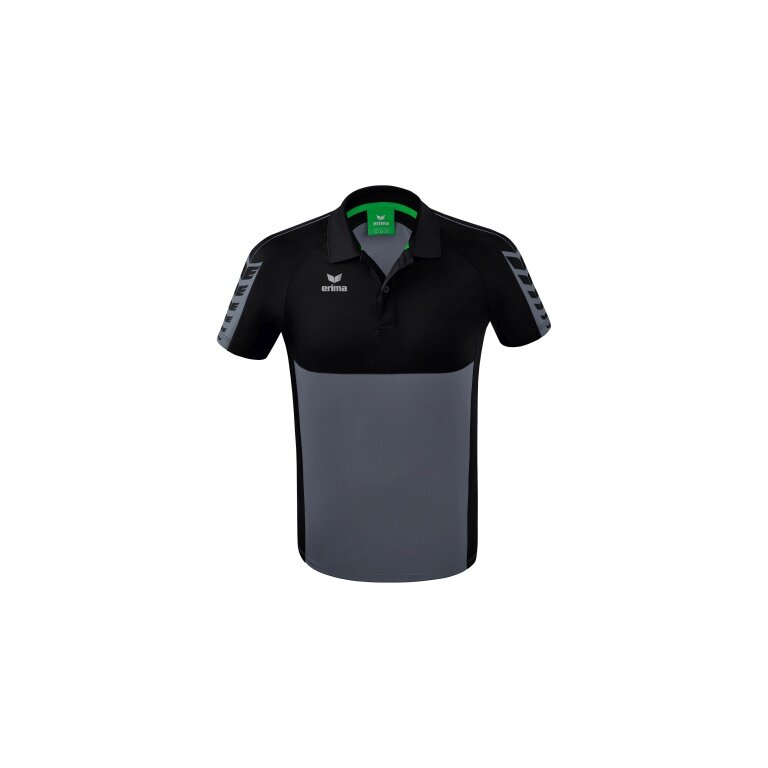 Erima Sport-Polo Six Wings (100% Polyester, schnelltrocknend, angenehmes Tragegefühl) grau/schwarz Herren