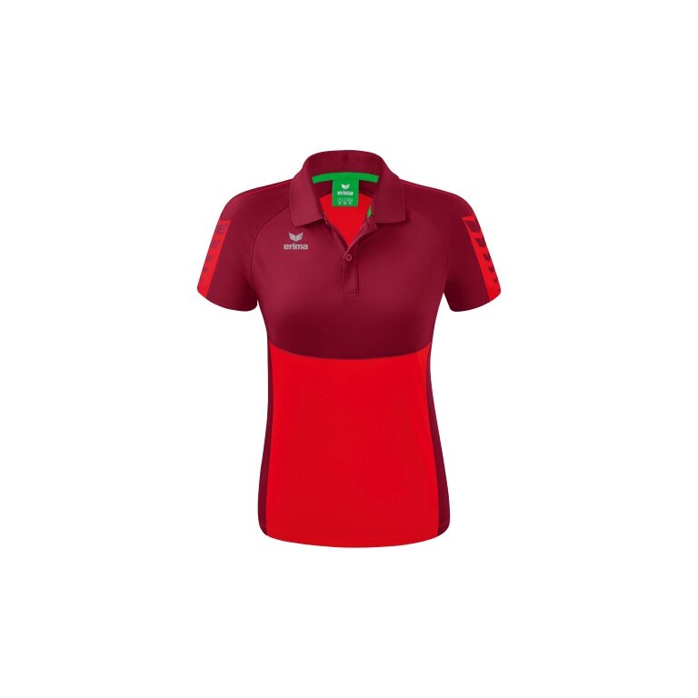 Erima Sport-Polo Six Wings (100% Polyester, taillierter Schnitt, schnelltrocknend) rot/bordeaux Damen