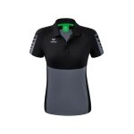 Erima Sport-Polo Six Wings (100% Polyester, taillierter Schnitt, schnelltrocknend) grau/schwarz Damen