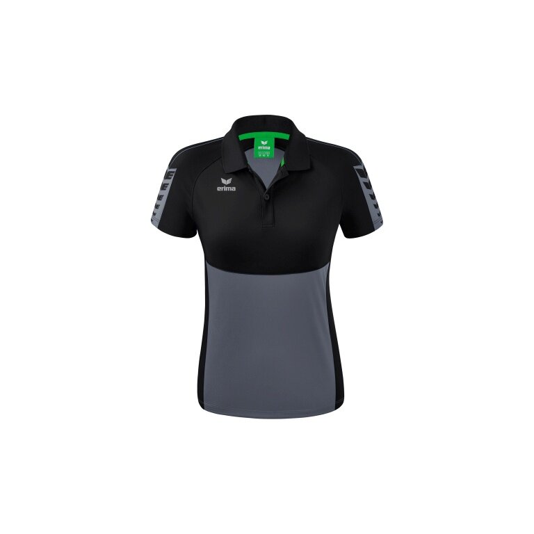 Erima Sport-Polo Six Wings (100% Polyester, taillierter Schnitt, schnelltrocknend) grau/schwarz Damen