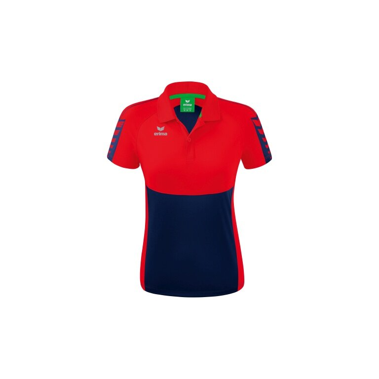 Erima Sport-Polo Six Wings (100% Polyester, taillierter Schnitt, schnelltrocknend) navyblau/rot Damen