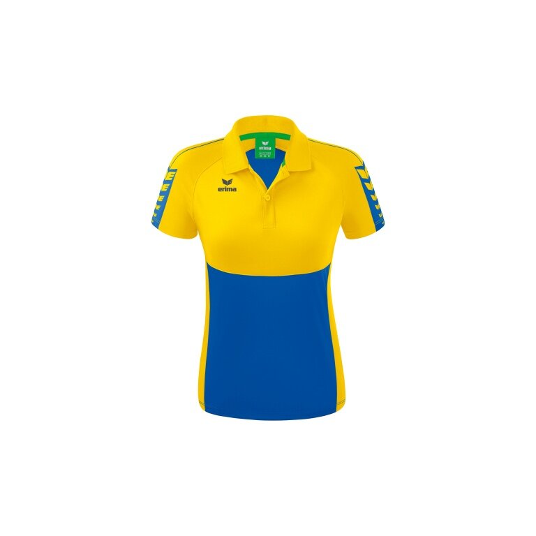 Erima Sport-Polo Six Wings (100% Polyester, taillierter Schnitt, schnelltrocknend) navyblau/gelb Damen