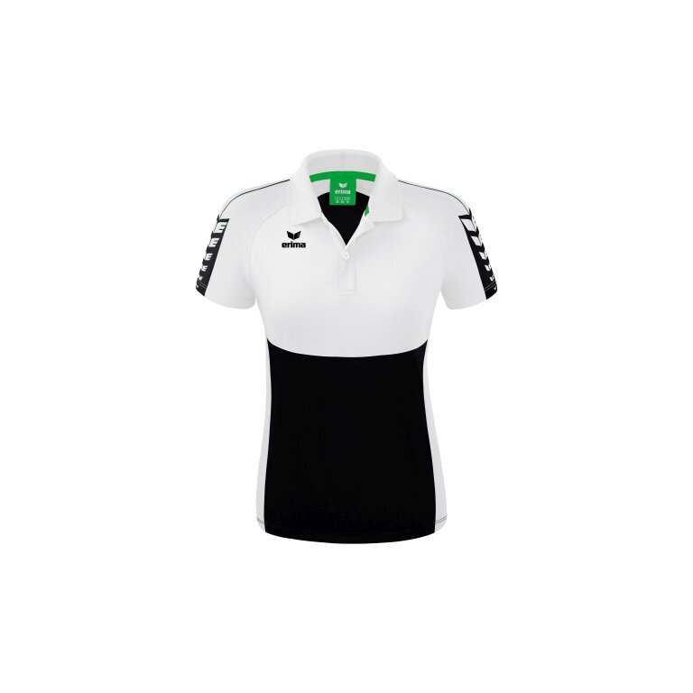 Erima Sport-Polo Six Wings (100% Polyester, taillierter Schnitt, schnelltrocknend) schwarz/weiss Damen