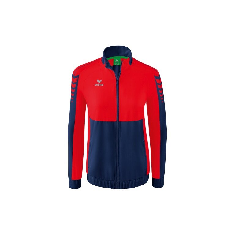 Erima Präsentationsjacke Six Wings (100% Polyester, Stehkragen, taillierter Schnitt) navyblau/rot Damen