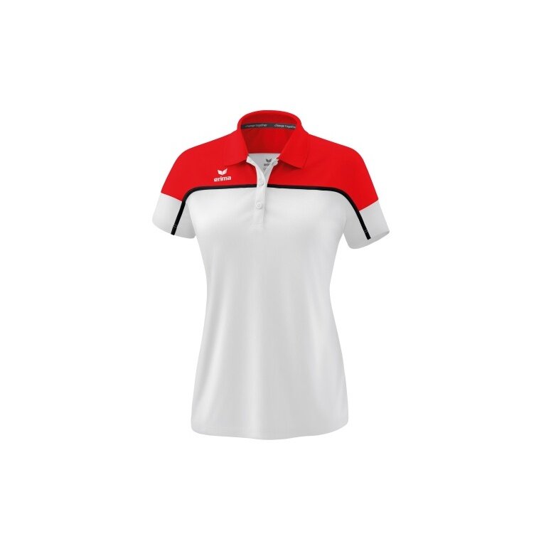 Erima Sport-Polo Change (100% rec. Polyester, schnelltrocknend Funktionsmaterial) weiss/rot Damen