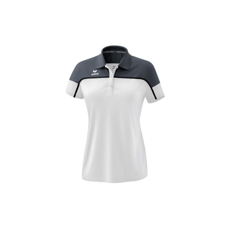 Erima Sport-Polo Change (100% rec. Polyester, schnelltrocknend Funktionsmaterial) weiss/dunkelgrau Damen