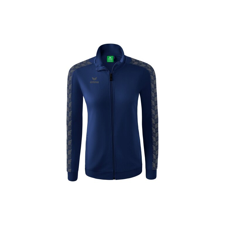 Erima Sportjacke Essential Team Tracktop - bequem, Rippbündchen, Seitentaschen - navyblau/grau Damen