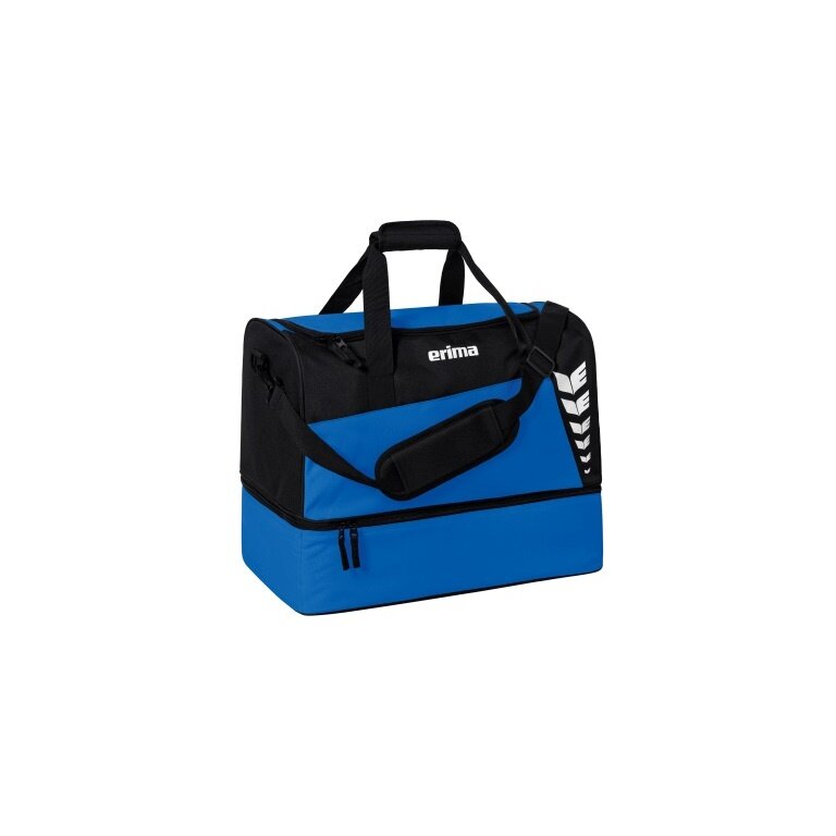 Erima Sporttasche Six Wings mit Bodenfach (Größe L - 94,5 Liter) royalblau/schwarz 60x35x45cm