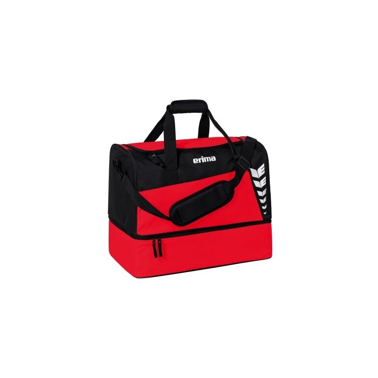 Erima Sporttasche Six Wings mit Bodenfach (Größe L - 94,5 Liter) rot/schwarz 60x35x45cm