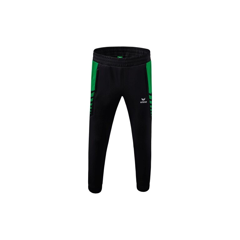 Erima Traingshose Six Wings Worker lang (100% Polyester, sportliche Passform) schwarz/smaragd Jungen