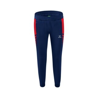Erima Traingshose Six Wings Worker lang (100% Polyester, sportliche Passform) navyblau/rot Damen