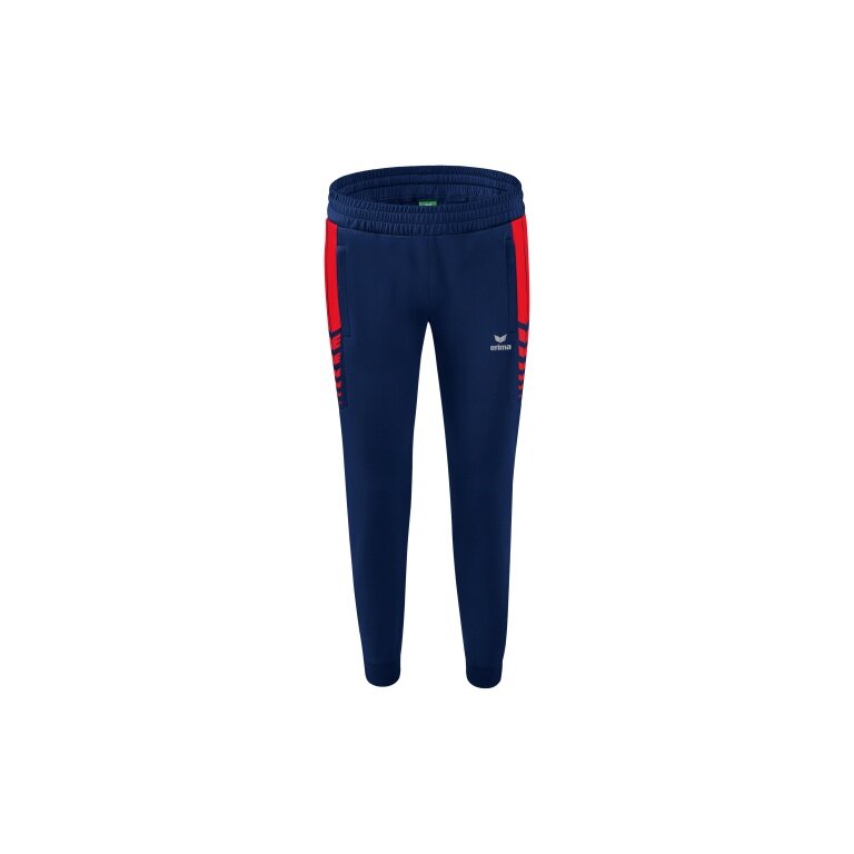 Erima Traingshose Six Wings Worker lang (100% Polyester, sportliche Passform) navyblau/rot Damen