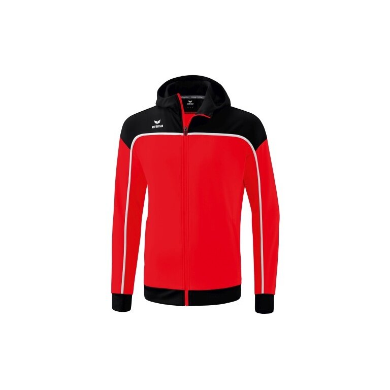 Erima Trainingsjacke Change mit Kapuze (rec. Polyester, strapazierfähig, mit Reißverschlusstaschen) rot/schwarz Jungen