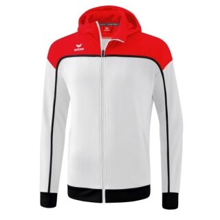 Erima Trainingsjacke Change mit Kapuze (rec. Polyester, strapazierfähig, mit Reißverschlusstaschen) weiss/rot Jungen