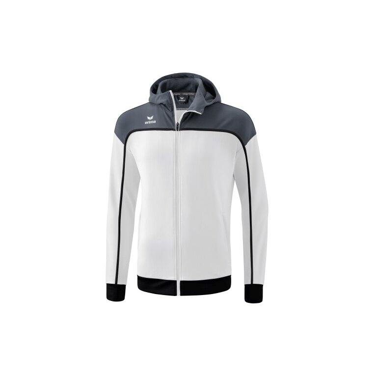 Erima Trainingsjacke Change mit Kapuze (rec. Polyester, strapazierfähig, mit Reißverschlusstaschen) weiss/grau Jungen
