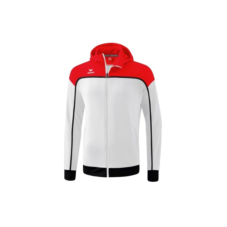 Erima Trainingsjacke Change mit Kapuze (rec. Polyester, strapazierfähig, mit Reißverschlusstaschen) weiss/rot Herren