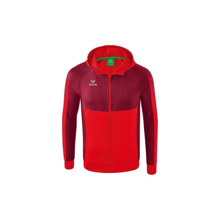 Erima Trainingsjacke Six Wings mit Kapuze (Baumwollmix, weich und bequem) rot/bordeaux Jungen