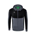 Erima Trainingsjacke Six Wings mit Kapuze (Baumwollmix, weich und bequem) grau/schwarz Jungen