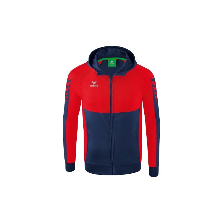 Erima Trainingsjacke Six Wings mit Kapuze (Baumwollmix, weich und bequem) navyblau/rot Herren