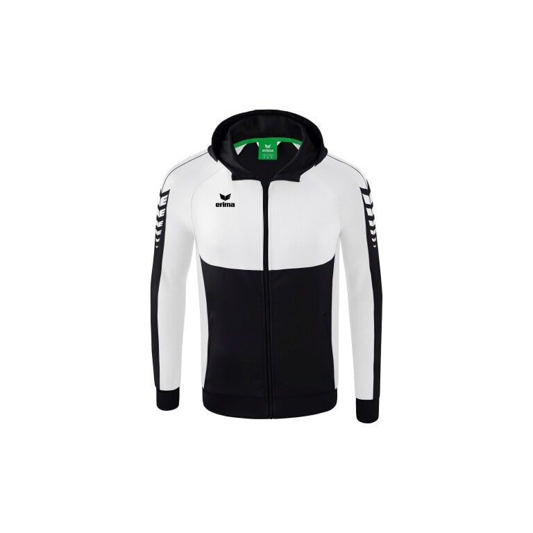 Erima Trainingsjacke Six Wings mit Kapuze (Baumwollmix, weich und bequem) schwarz/weiss Jungen