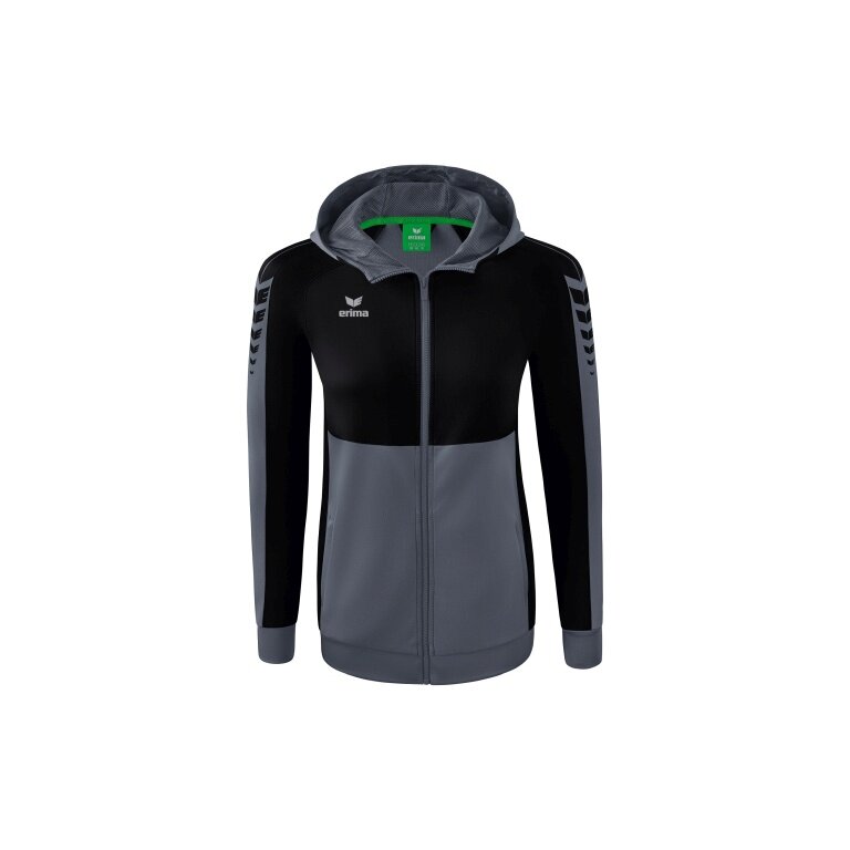 Erima Trainingsjacke Six Wings mit Kapuze (Baumwollmix, weich, bequem, taillierter Schnitt) grau/schwarz Damen